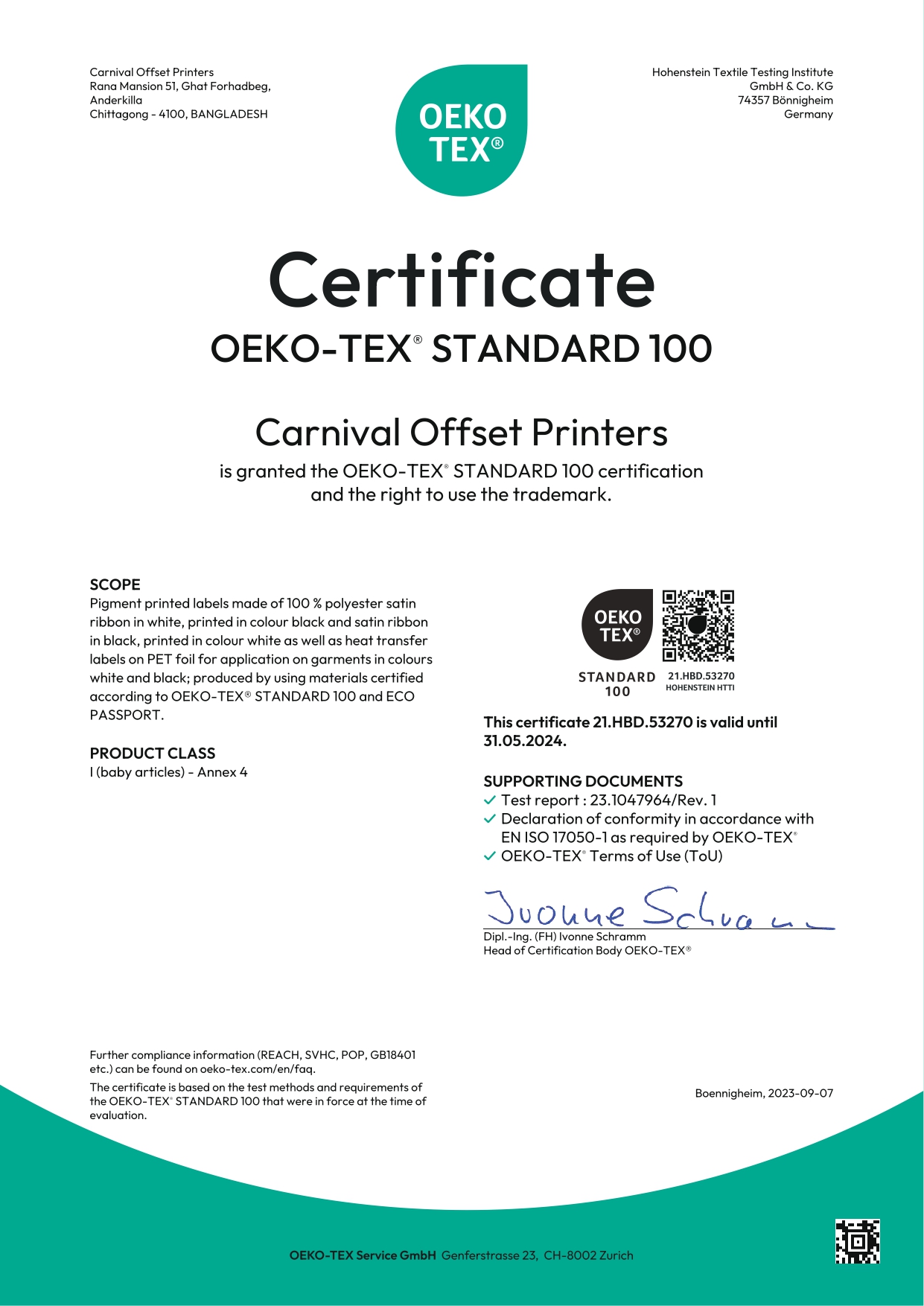 OEKO TEX (ANNEX-4)FOR PRINT -2023-24